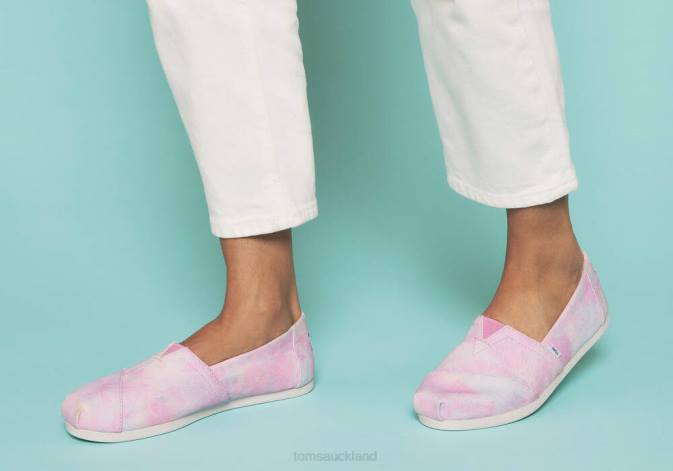 Women Neon Pink Tie Dye Twill Toms Alpargata Tie-Dye Shoes R26T52