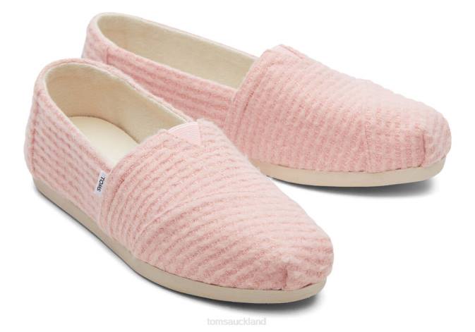 Women Pastel Pink Waffle Knit Toms Alpargata Eco REPREVE Waffle Knit Shoes R26T132