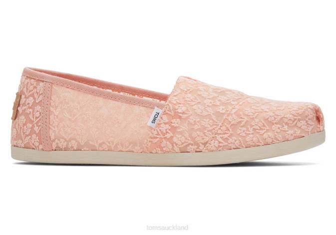 Women Peach Blush Posy Lace Toms Alpargata Floral Lace Shoes R26T32
