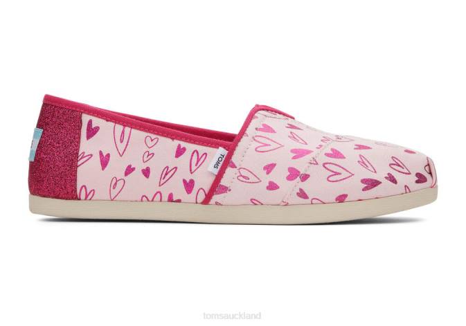 Women Pink Hearts Toms Alpargata Foil Hearts Shoes R26T61