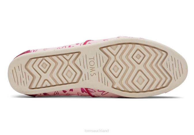 Women Pink Hearts Toms Alpargata Foil Hearts Shoes R26T61