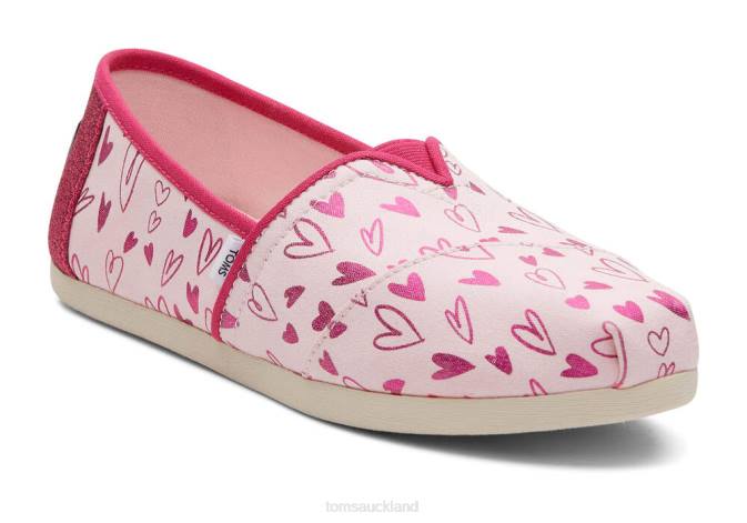 Women Pink Hearts Toms Alpargata Foil Hearts Shoes R26T61