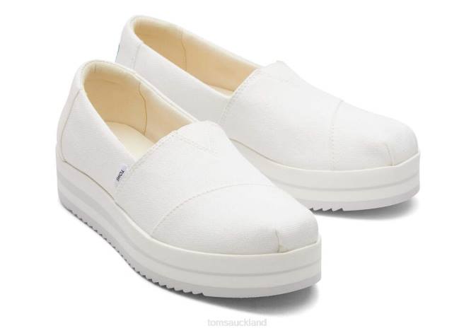 Women White Canvas Toms Alpargata Midform Espadrille Shoes R26T60
