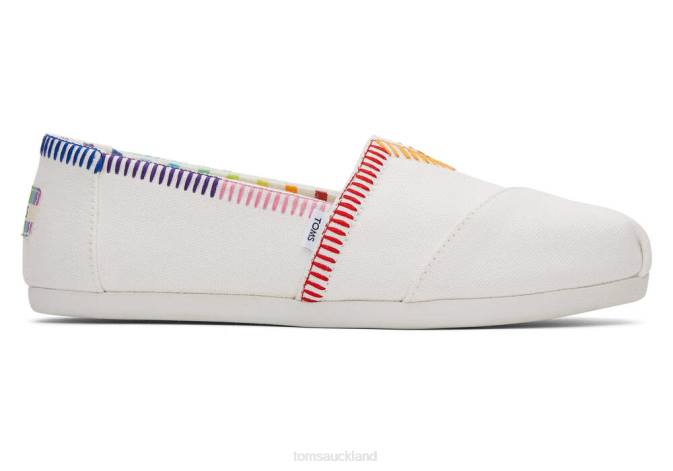 Women White Rainbow Canvas Toms Alpargata Unity Shoes R26T20