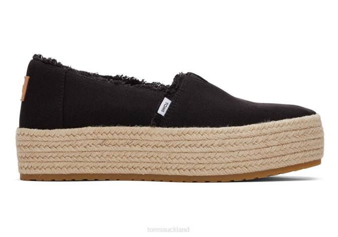 Women Black Canvas Toms Valencia Platform Espadrille Shoes R26T166