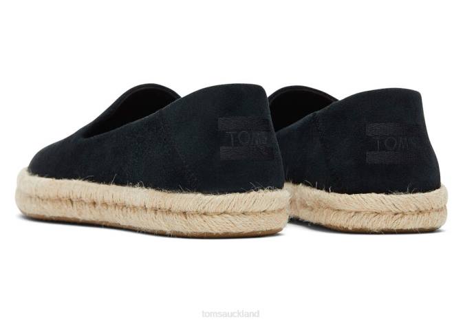 Women Black Suede Toms Santiago Suede Shoes R26T143