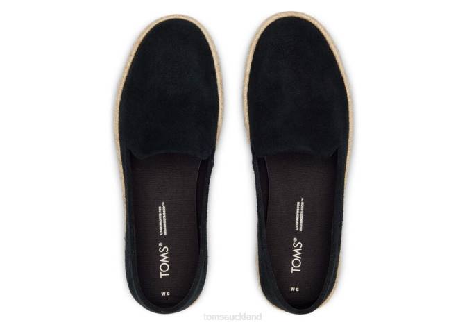 Women Black Suede Toms Santiago Suede Shoes R26T143