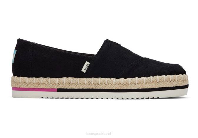 Women Black Toms Platform Alpargata Shoes R26T175