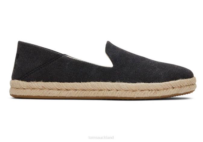 Women Black Washed Canvas Toms Santiago Recycled Cotton Canvas Shoes R26T138