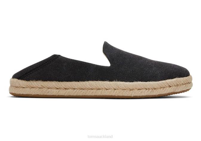 Women Black Washed Canvas Toms Santiago Recycled Cotton Canvas Shoes R26T138