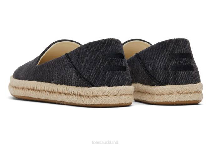 Women Black Washed Canvas Toms Santiago Recycled Cotton Canvas Shoes R26T138