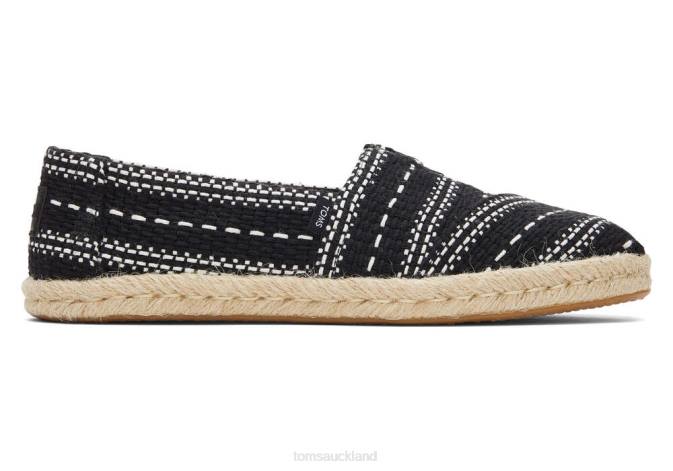 Women Black Woven Toms Alpargata Chunky Global Woven Rope Espadrille Shoes R26T149