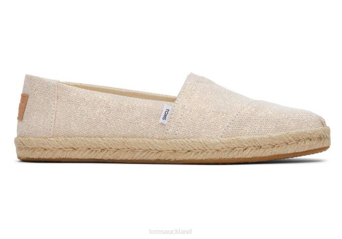 Women Dusty Peach Metallic Linen Toms Alpargata Metallic Linen Rope Espadrille Shoes R26T145