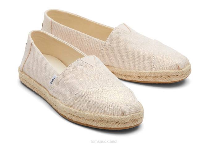 Women Dusty Peach Metallic Linen Toms Alpargata Metallic Linen Rope Espadrille Shoes R26T145