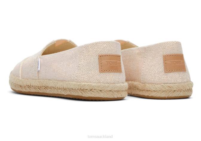 Women Dusty Peach Metallic Linen Toms Alpargata Metallic Linen Rope Espadrille Shoes R26T145