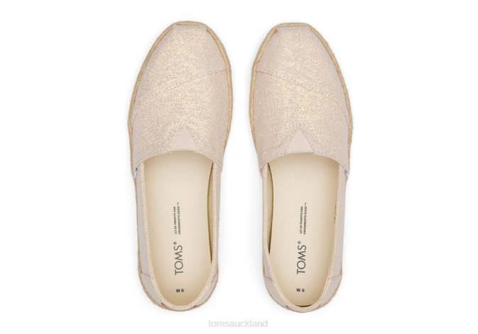 Women Dusty Peach Metallic Linen Toms Alpargata Metallic Linen Rope Espadrille Shoes R26T145