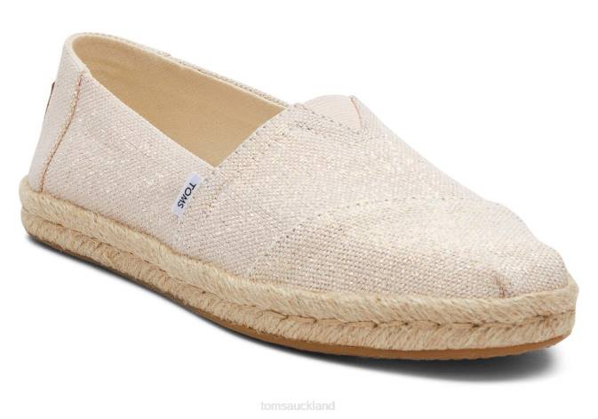 Women Dusty Peach Metallic Linen Toms Alpargata Metallic Linen Rope Espadrille Shoes R26T145