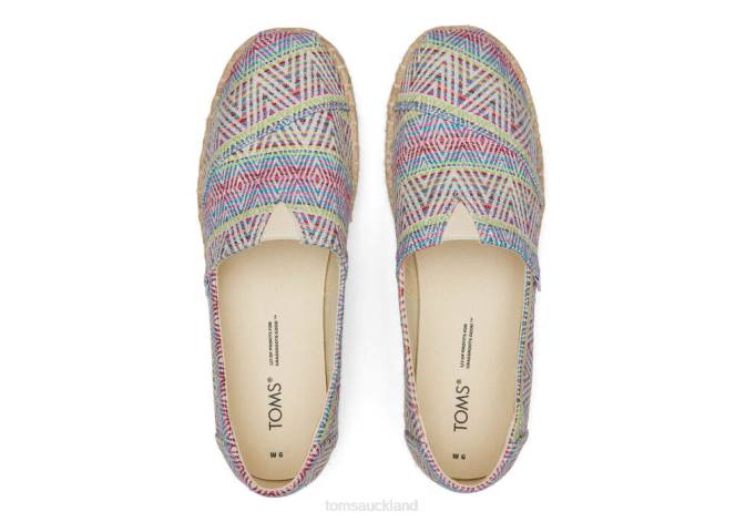 Women Natural Diamond Global Woven Toms Alpargata Rope Platform Shoes R26T182