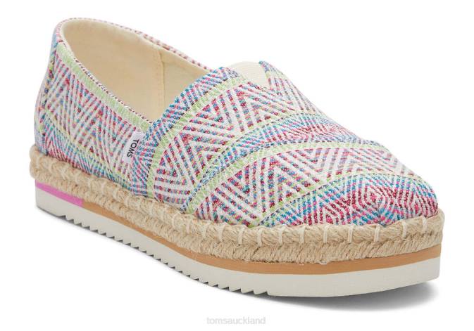 Women Natural Diamond Global Woven Toms Alpargata Rope Platform Shoes R26T182