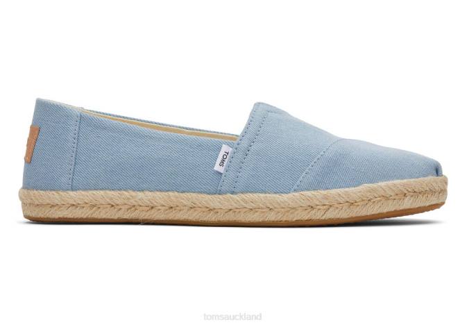 Women Pastel Blue Washed Denim Toms Alpargata Washed Denim Rope Espadrille Shoes R26T148