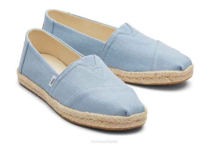 Women Pastel Blue Washed Denim Toms Alpargata Washed Denim Rope Espadrille Shoes R26T148