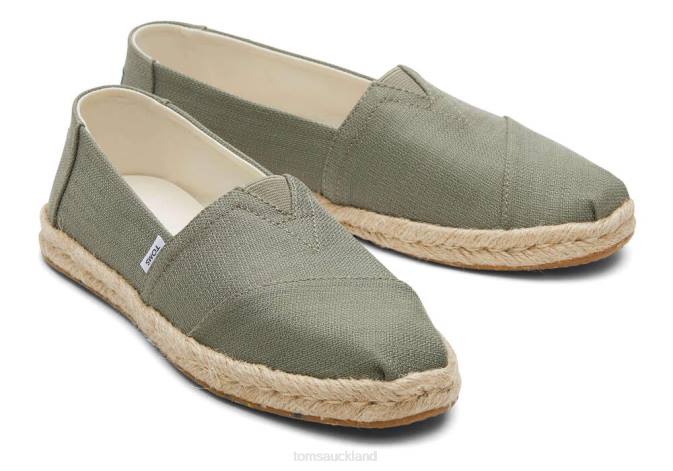 Women Vetiver Grey Textured Woven Toms Alpargata Eco Rope Espadrille Shoes R26T160
