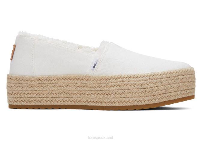 Women White Canvas Toms Valencia Eco Platform Espadrille Shoes R26T165