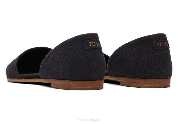 Women Black Leather Toms Jutti D'Orsay Flat Shoes R26T185