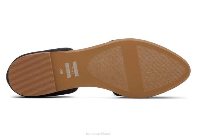 Women Black Leather Toms Jutti D'Orsay Flat Shoes R26T185