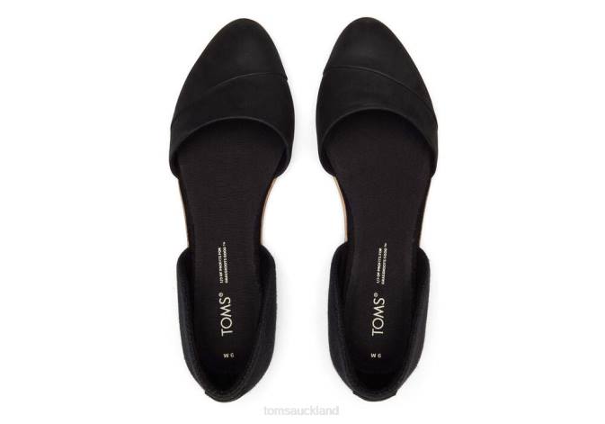 Women Black Leather Toms Jutti D'Orsay Flat Shoes R26T185
