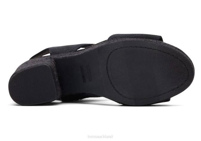 Women Black Basket Weave Toms Majorca Rope Platform Sandal Shoes R26T209