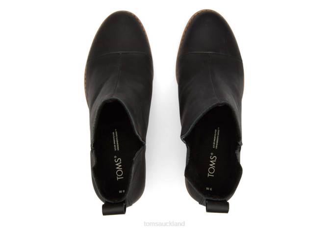 Women Black Leather Toms Everly Cutout Boot Shoes R26T228