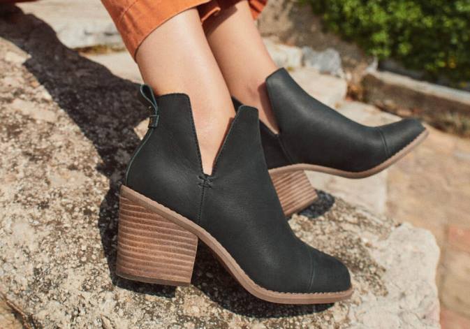 Women Black Leather Toms Everly Cutout Boot Shoes R26T228