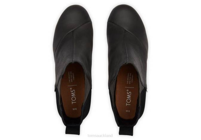 Women Black Leather Toms Kelsey Boot Shoes R26T232