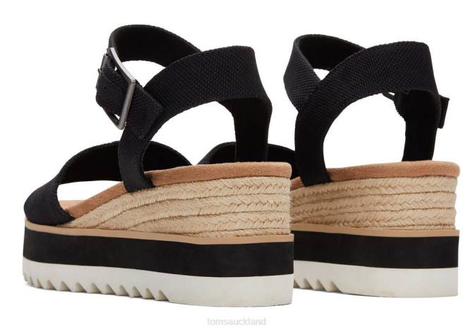 Women Black Toms Diana Wedge Sandal Shoes R26T201