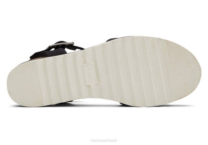 Women Black Toms Diana Wedge Sandal Shoes R26T201
