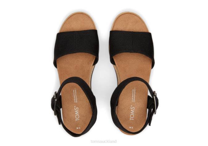 Women Black Toms Diana Wedge Sandal Shoes R26T201