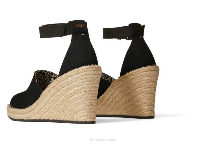 Women Black Toms Marisol Wedge Heel Shoes R26T197