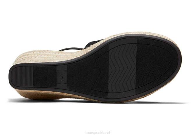 Women Black Toms Marisol Wedge Heel Shoes R26T197