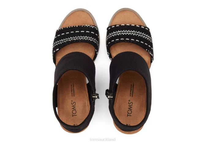 Women Black Woven Toms Majorca Cutout Sandal Shoes R26T215
