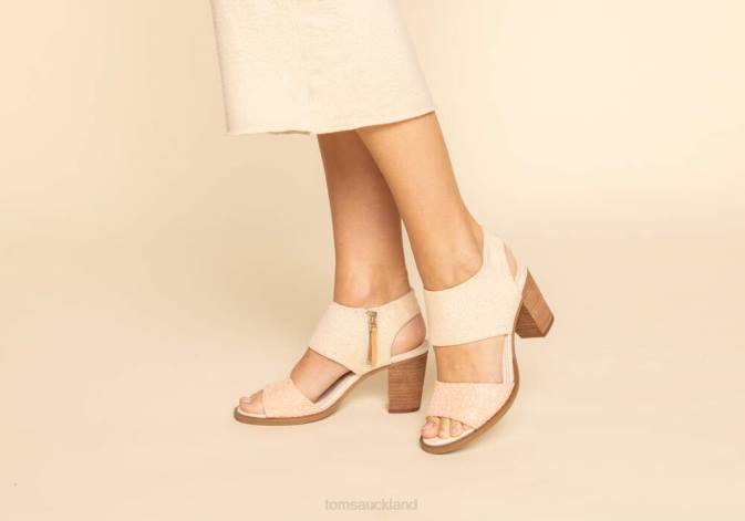 Women Metallic Dusty Peach Toms Majorca Cutout Sandal Shoes R26T217