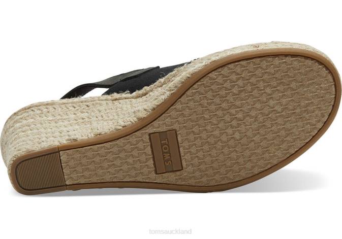 Women black Toms Monica Wedge Shoes R26T222