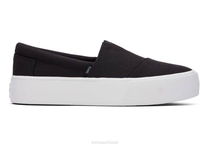 Women Black Canvas Toms Fenix Platform Shoes R26T240