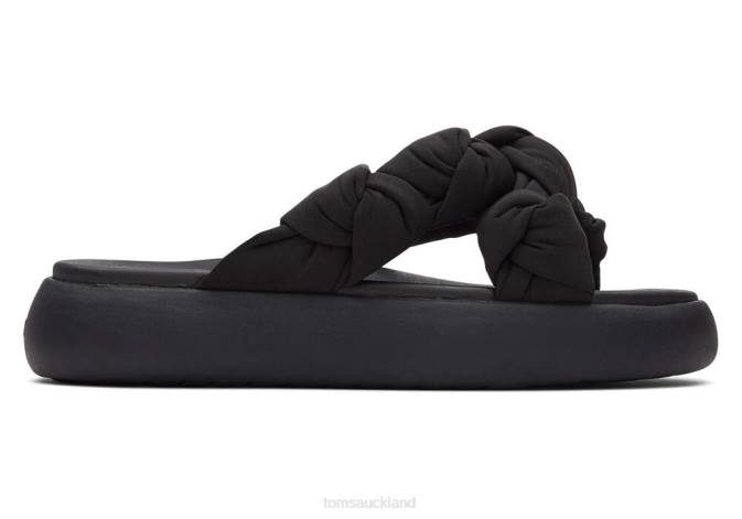 Women Black Toms Mallow Crossover Knotted Shoes R26T241