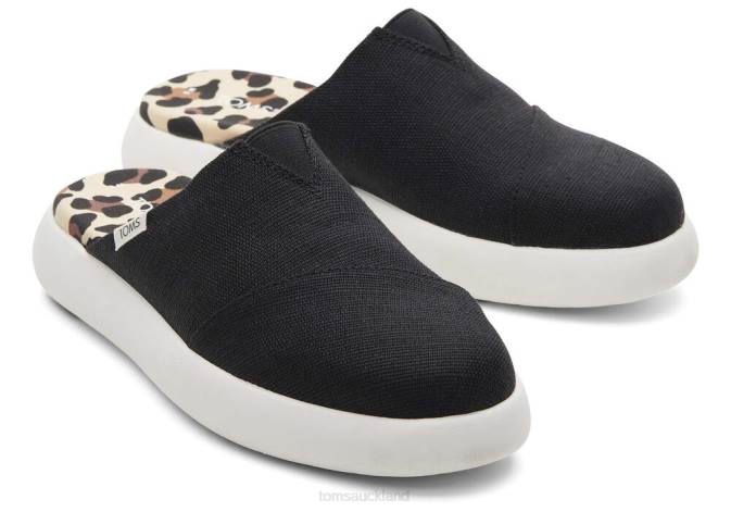 Women black Toms Mallow Mule Shoes R26T245