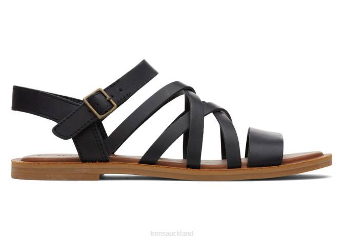 Women Black Leather Toms Sephina Sandal Shoes R26T265