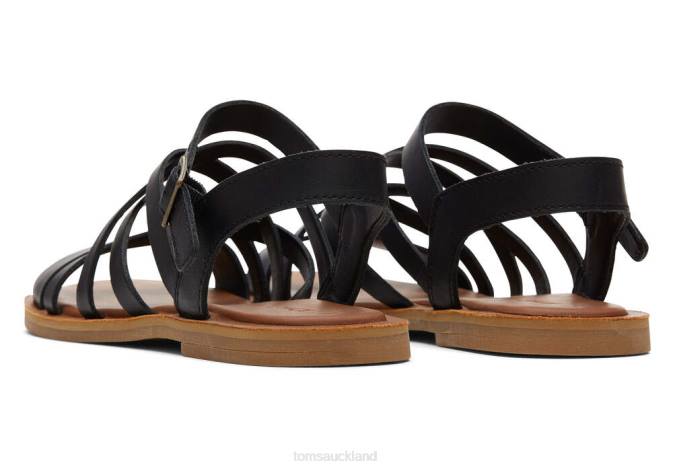 Women Black Leather Toms Sephina Sandal Shoes R26T265