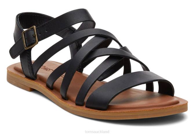 Women Black Leather Toms Sephina Sandal Shoes R26T265