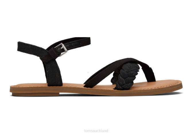 Women Black Linen Toms Lexie Sandal Shoes R26T266