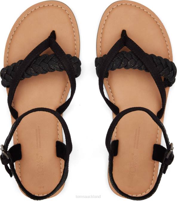Women Black Linen Toms Lexie Sandal Shoes R26T266